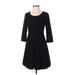 H&M Casual Dress - A-Line Scoop Neck 3/4 sleeves: Black Solid Dresses - Women's Size Small