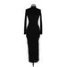 Heart & Hips Casual Dress - Formal Mock Long sleeves: Black Print Dresses - Women's Size Medium