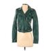 Levi's Faux Leather Jacket: Short Green Solid Jackets & Outerwear - Women's Size X-Small