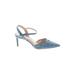 Kelly & Katie Heels: Pumps Stilleto Feminine Blue Solid Shoes - Women's Size 9 1/2 - Pointed Toe