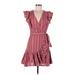 Rebecca Taylor Casual Dress - Wrap V-Neck Short sleeves: Pink Print Dresses - Women's Size 6