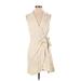 Anthropologie Casual Dress - Wrap V Neck Sleeveless: Tan Solid Dresses - New - Women's Size Small