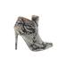 Michael Antonio Ankle Boots: Slip On Stilleto Cocktail Party Gray Snake Print Shoes - Women's Size 5 1/2 - Pointed Toe