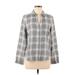 CALVIN KLEIN JEANS Long Sleeve Button Down Shirt: Gray Tops - Women's Size Medium