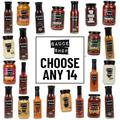 Sauce Shop Pick & Mix Pack | Choose Any 14 | 20+ Flavours Inc Buffalo Hot Sauce, BBQ, Chilli Jam, Tomato Ketchup, Cooking Sauces and more (14)