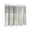 Curtain, Sheer Valance Curtain,Window curtains,Short Net Curtains for Kitchen, Handmade Embroidery Sheer Half Curtain Rod Pocket 1 Panel,White,150cm x 30cm ( Color : White , Size : W x H 200x80cm )