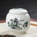 LUNIZ Sealed Tea Caddy Chinese Style Ceramic Tea Canister, White Coffee Bean Canister, Mini Salt Shaker, Portable Sugar Shaker, Suitable for Travel or Home Use Tea Jar with Lid (Color : 08)