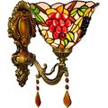 Wall Lamp Led Tiffany Style Butterfly Wall Lamp 3-Heads, Stained Glass Crystal Beads Wall Sconce Lights for Bedroom, Hotel, Bathroom Mirror Head Lighting Fixture