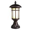 HUANJU Exterior Rainproof Europe Glass Wall Column Lights Outdoor Garden Pillar Lamp Retro Chapiter Residential Fence Boundary Villa Park Column Lamp External Waterproof Table Lamp Street Lighting