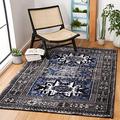 SAFAVIEH Vintage Hamadan Collection VTH213F Traditional Oriental Living Room Dining Bedroom Area Rug 6'7" x 6'7" Square Grey/Blue