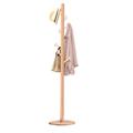 Floor-Standing Coat Rack,Wooden Coat Rack,Clothes Rack with 8 Hooks Disc Base,Stand Entryway Coat Hanger,Easy Assembly for Clothes Living Room Bedroom,Wood Color