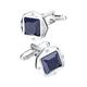 Blue Starstone Men'S Shirt Cufflinks Silver Cufflinks Wedding Jewelry (Only Cufflinks)