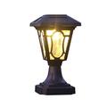 HUANJU Vintage Brown Victoria Solar Light Fixture Outdoor Glass Table Lamp Creative Industrial Retro E27 Deco Column Lamp Post Street Light Aluminum Patio Garden Villa Door Pillar Table L