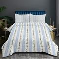 King Size Duvet Blue Striped Flowers Anti Dust Mite Duvet - Anti Allergen Coverless Duvet - All Year Round Soft Microfiber Quilt Double Machine Washable Duvets,2 Pillowcase