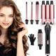 Hair Curler 5 in 1 Curling Wand Set, 3 Barrel Hair Waver+Hot Brush+ 9mm 32mm 9-18mm Ceramic Curling Tongs, Two Temperature Adjustments, Ceramic Coating Barrels Curling Tongs for Long Medium Short Hair