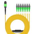 AMPCOM MPO to FC Breakout Cable 9/125ÎŒm Singlemode OS1/OS2(8 Fiber, MPO to FC, Type B, LSZH/Riser, UPC, Yellow) 40m (131ft)