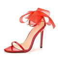 AQQWWER Heels Bow Stiletto Women's High Heels Elegant Ankle Strap Party Bow Sandals Women's High Heels Large Black Dress Wedding Shoes (Color : Red, Size : 8)