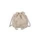 HJGTTTBN Shoulder bags women Straw Woven Drawstring Bucket Bag Shoulder Handbags Lady Lace Decor Bucket Tote Shoulder Crossbody Messenger Bag (Color : White)