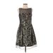 Donna Ricco Cocktail Dress - Mini High Neck Sleeveless: Black Print Dresses - Women's Size 2