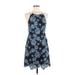 Topshop Cocktail Dress - A-Line Halter Sleeveless: Blue Print Dresses - Women's Size 6