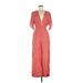 Faithfull the Brand Jumpsuit V-Neck Short sleeves: Red Jumpsuits - Women's Size 6