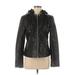 Guess Faux Leather Jacket: Short Black Solid Jackets & Outerwear - Women's Size Medium