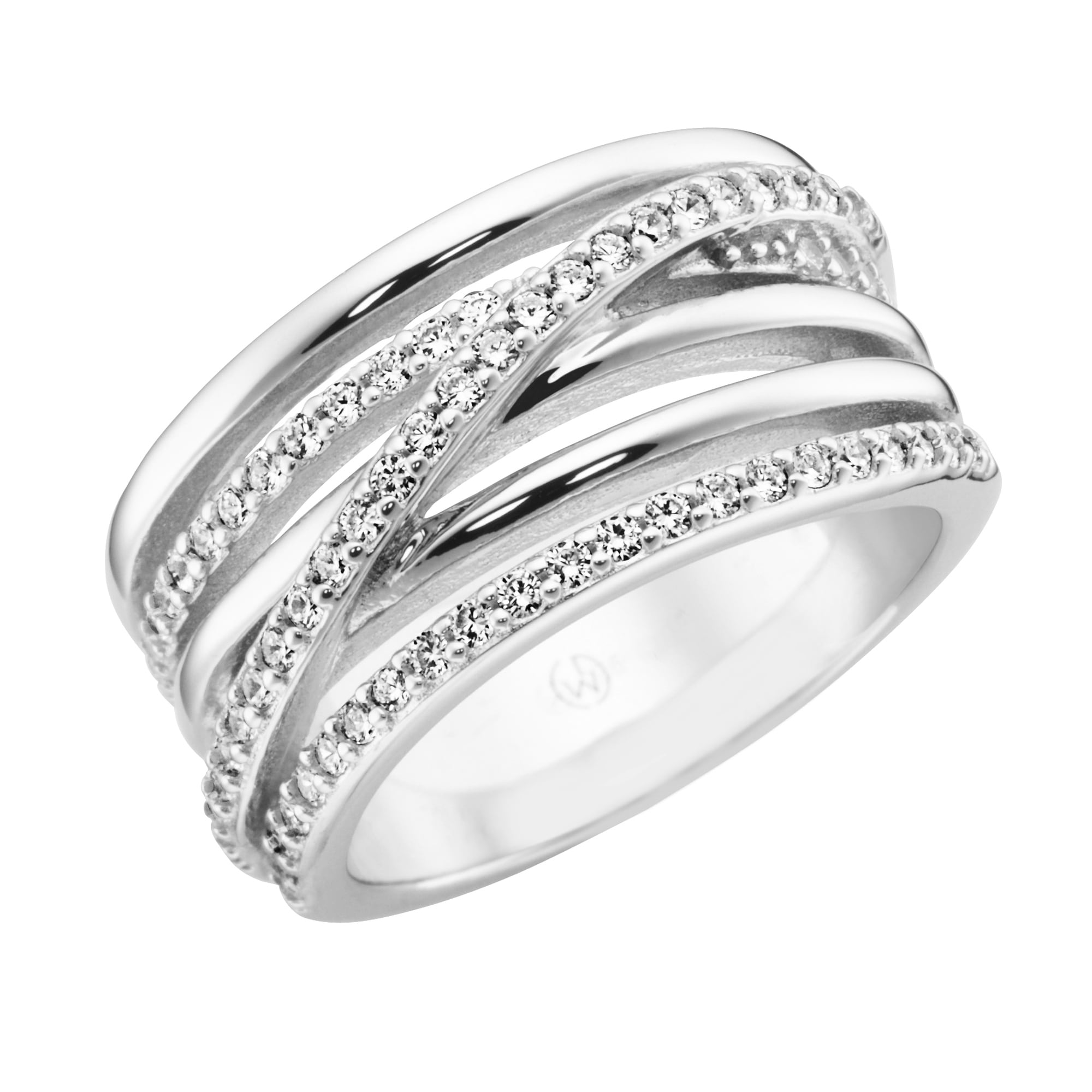 Silberring "6-reihig mit Zirkonia, Silber 925" Gr. 54, weiß, GIORGIO MARTELLO MILANO, Fingerringe, Damen, 54, Silber 925 (Sterlingsilber) Image