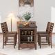 5-Piece Solid Wood Dining Set, Counter Height Table with Faux Marble Tabletop, Storage Cabinet and Drawer, 4 Dining Chairs