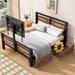 Twin Size Metal Platform Bed with MDF Headboard and Footboard, 2 Storage Drawers and Rotatable TV Stand