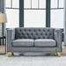 58" Velvet Sofa for Living Room, 2 Seat Tufted Upholstered Arm Couch with Nailhead Decoration & Metal Legs, for Bedroom, Office