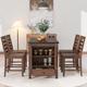 5-Piece Counter Height Dining Table Set with Faux Marble Tabletop, 4 Dining Chairs, Storage Cabinet and Drawer