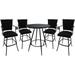 Outdoor Patio Bar Pub Set - 30" Stools Padded Back - Black Frame - 36" Table