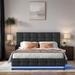 Queen Size Tufted Upholstered Platform Bed with Hydraulic Storage System, PU Storage Bed with LED Lights and USB Charger, Black