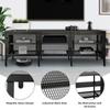 Industrial Wood and Metal TV Stand Entertainment Center Cabinet TV Console Table with 3 Metal Mesh Doors 2-Tier Storage Shelves