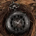 Luxury Pocket Watch with Chain for Man Mechanical Skeleton Roman Numeral Quality Engraved Clock