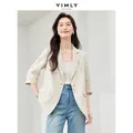 Vimly Apricot Linen Single Breasted Straight Suit Jacket 2024 Spring New Casual Office Lady Three