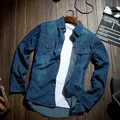 Camicia di Jeans retrò classica alla moda con tasca Slim Fit top abbigliamento uomo per camicia di