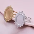 6PCS Romantic Vintage Sun Jewelry Open Adjustable Rings For Women Men Accessories Diy Round Base