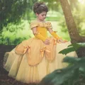 Prinzessin Kleid Kinder Abendkleider für Mädchen Verkleidung Kostüme gelb Phantasie elegantes Kleid