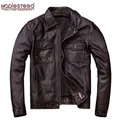 Giacca Vintage in vera pelle da uomo 100% pelle bovina rosso marrone nero giacche in pelle naturale