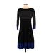 Eliza J Casual Dress - Sweater Dress: Black Stripes Dresses - Women's Size Small