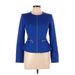 Calvin Klein Blazer Jacket: Short Blue Solid Jackets & Outerwear - Women's Size 2