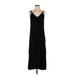 Zara Casual Dress - Midi V-Neck Sleeveless: Black Solid Dresses - Women's Size Small