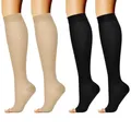 S/M/L/XL/XXL Compression Socks Flexible Black Medical Compress Socks Open Toe Knee High Compression