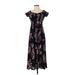 Patrons of Peace Casual Dress - Midi: Black Floral Dresses - Women's Size Small