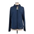 Decathlon Windbreaker Jacket: Below Hip Blue Print Jackets & Outerwear - Women's Size Medium