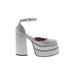 Steve Madden Heels: Silver Solid Shoes - Women's Size 9 - Round Toe