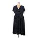 Lane Bryant Casual Dress - A-Line V-Neck Short sleeves: Blue Print Dresses - Women's Size 18 Plus