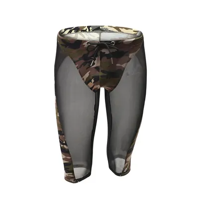 Mesh Boxer Camouflage Männer Unterwäsche Elastische Bund Atmungsaktive Sport Boxer Bodybuilding Dünne Boxershort Baselayer Strumpfhosen Image