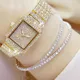 Fashion Diamond Watch for Women Luxury Crystal Rose Gold Quartz Watch Wristwatch Dress Female Clock